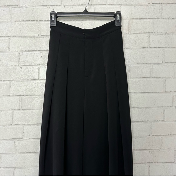 Monot Wide Leg Pants Black Crepe Size 2 Pleated Pockets Made in NYC - Picture 6 of 13